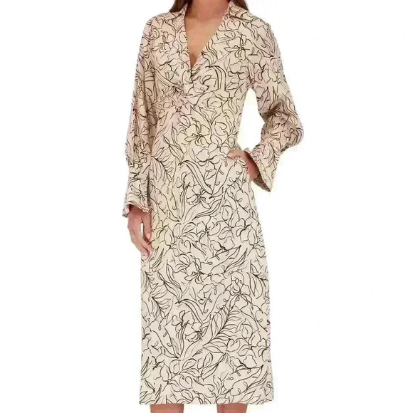 Jonathan Simkhai Lee Multicolor Print Long Sleeve Midi Dress - Size 6 - Picture 1 of 6
